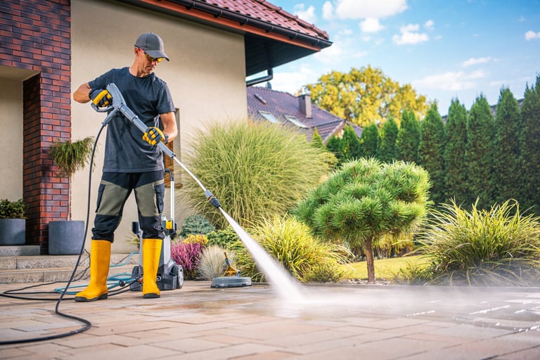 Driveway pressure washing
